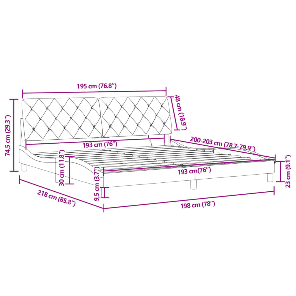 vidaXL Bed Frame without Mattress Light Grey 193x203 cm Velvet