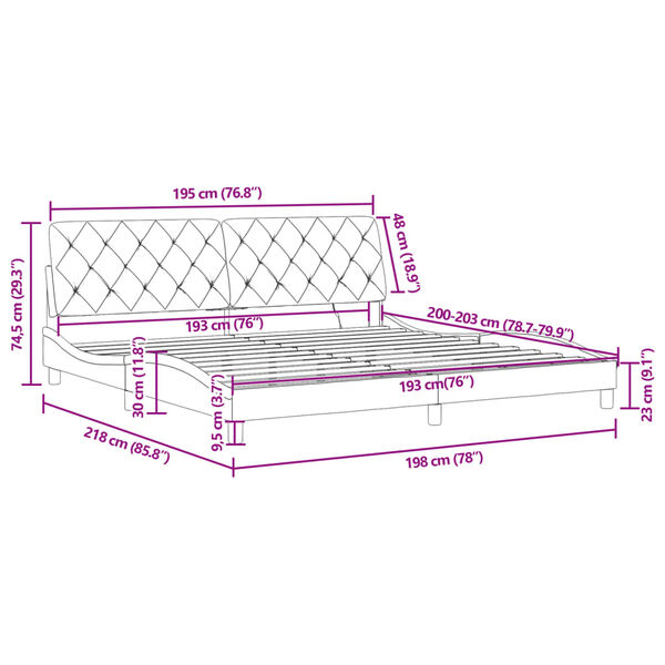 vidaXL Bed Frame without Mattress Light Grey 193x203 cm Velvet