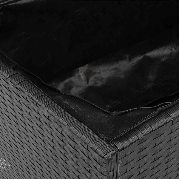 vidaXL Garden Storage Box Black 220x50x54 cm Poly Rattan Acacia Wood