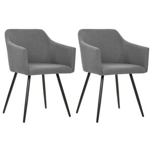vidaXL Dining Chairs 2 pcs Light Grey Fabric