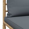 vidaXL Garden Middle Sofa with Dark Grey Cushions Bamboo