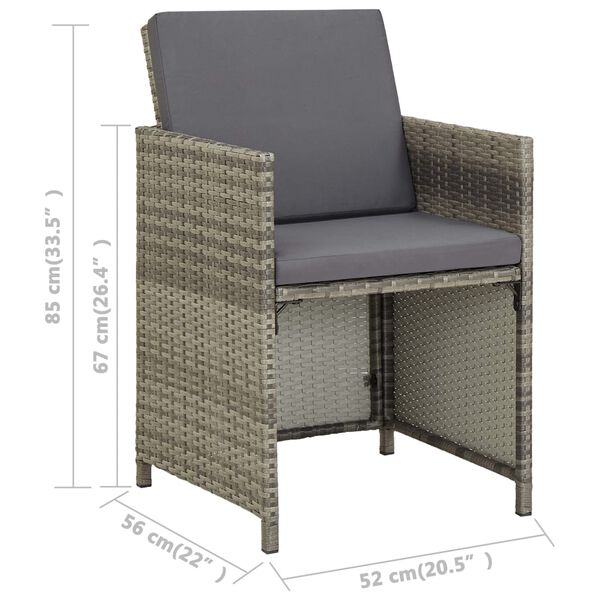vidaXL Garden Chairs 2 pcs with Cushions Poly Rattan Grey