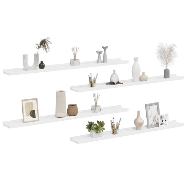 vidaXL Wall Shelves 4 pcs White 100x9x3 cm