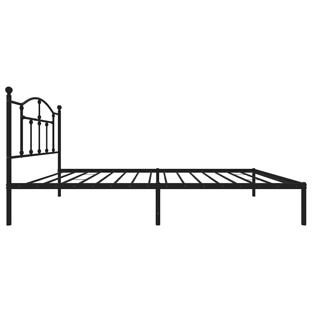vidaXL Metal Bed Frame without Mattress with Headboard Black 100x200cm