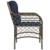 vidaXL Garden Chairs with Cushions 2 pcs Grey Poly Rattan