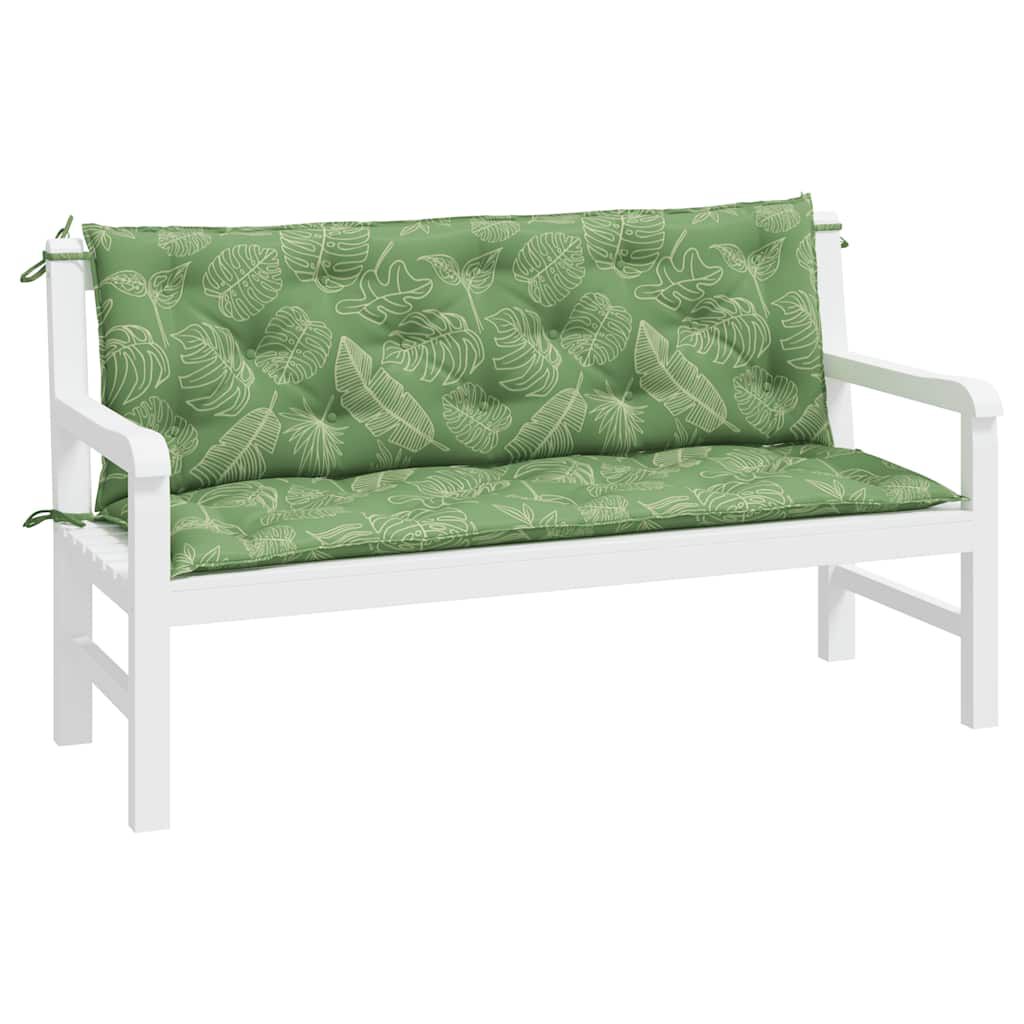 vidaXL Garden Bench Cushions 2pcs Leaf Pattern 150x50x7cm Fabric