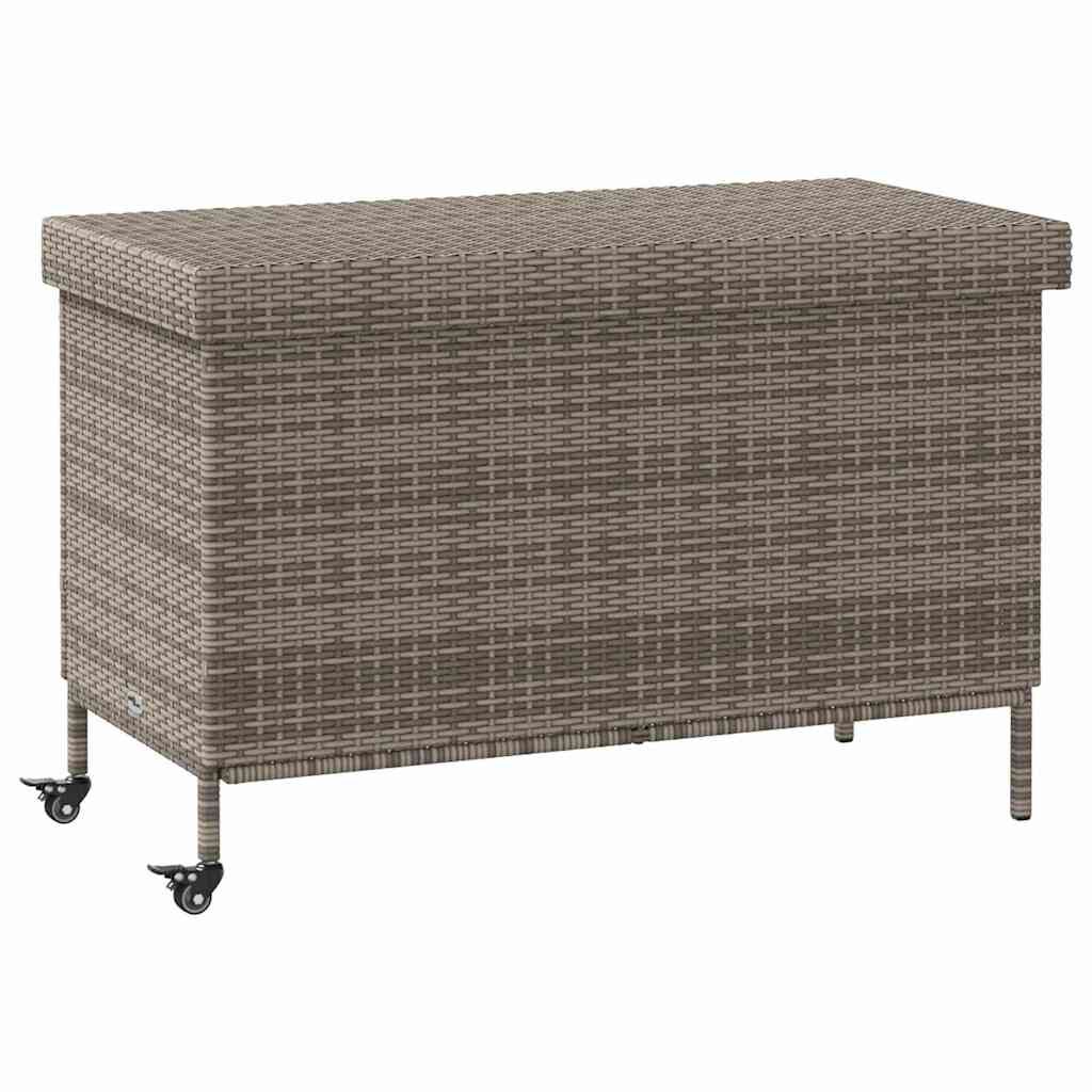 vidaXL Garden Storage Box with Wheels Grey 110x55x73 cm Poly Rattan