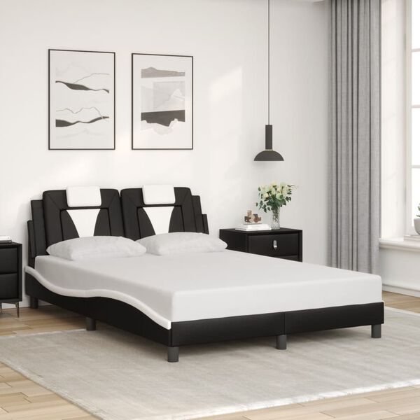 vidaXL Bed Frame "Viana" with LED without Mattress Black and White 137x190 cm