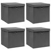 vidaXL Storage Box | Set of 4 | Grey | Non-woven fabric (100% polyester)