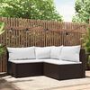 vidaXL 3 Piece Garden Lounge Set with Cushions Brown Poly Rattan