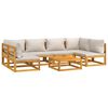 vidaXL 7 Piece Garden Lounge Set with Light Grey Cushions Solid Wood