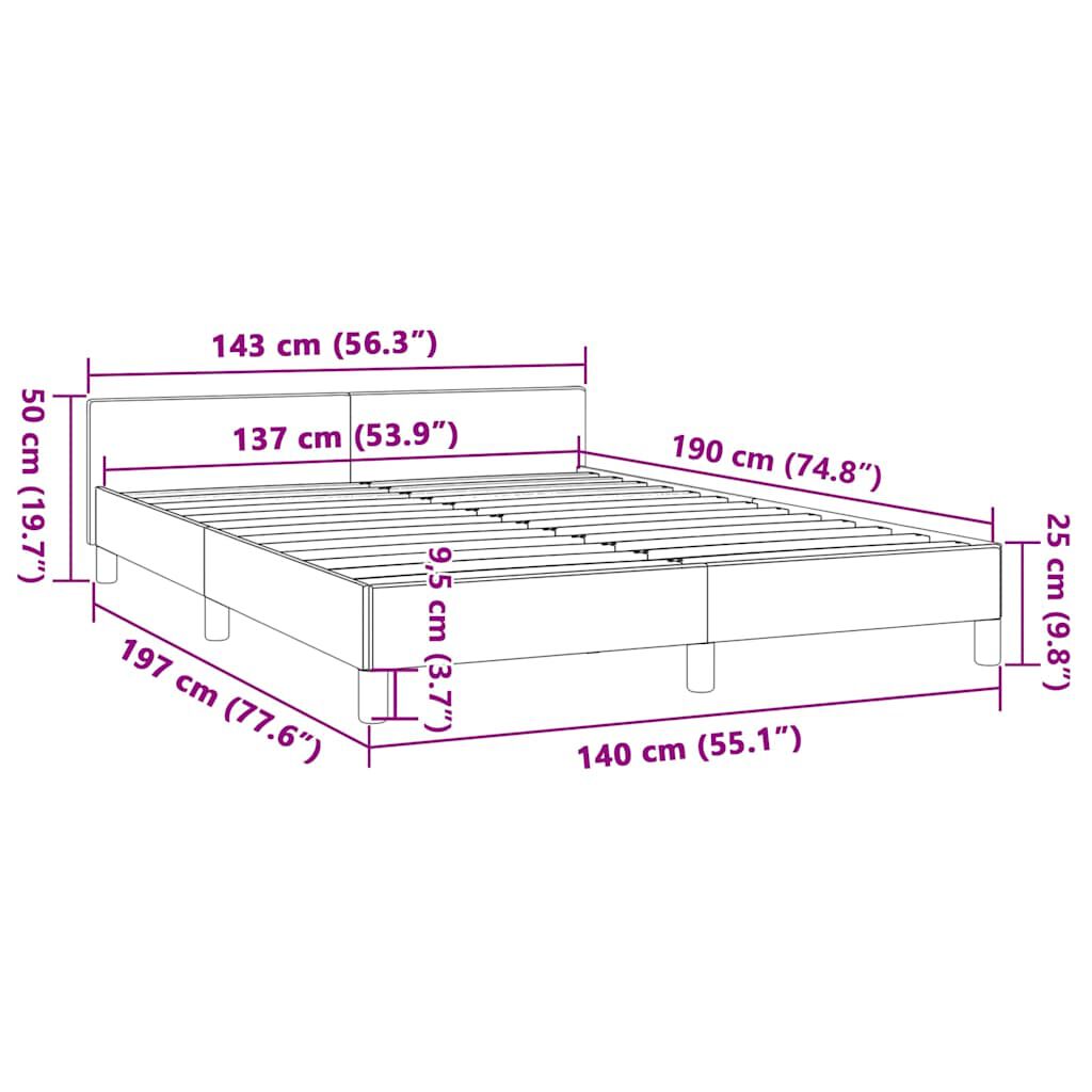 vidaXL Bed Frame without Mattress Light Grey Full Fabric