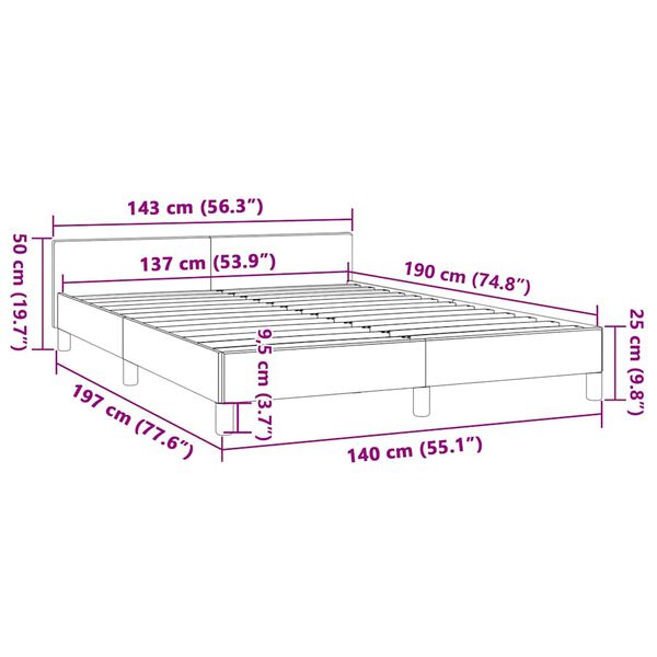 vidaXL Bed Frame without Mattress Light Grey Full Fabric