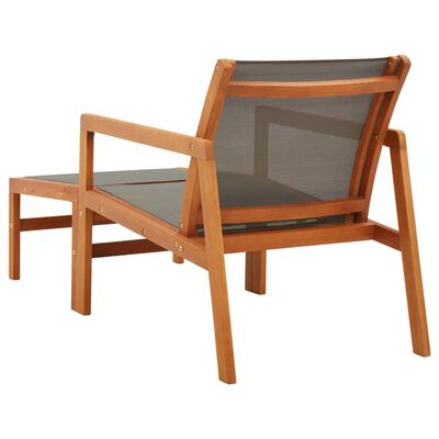 vidaXL Garden Chair with Footrest Grey Solid Eucalyptus Wood and Textilene