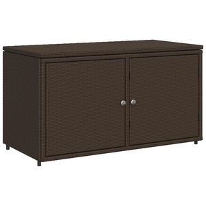 vidaXL Garden Storage Cabinet Brown 110x55x60.5 cm Poly Rattan