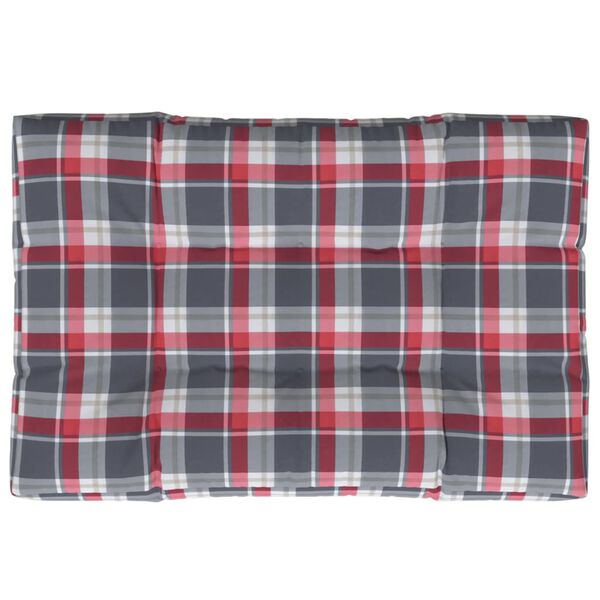 vidaXL Pallet Cushion Red Check Pattern 120x80x12 cm Fabric