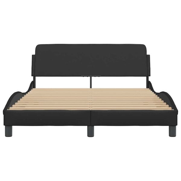 vidaXL Bed Frame "Dover" Black 137x190 cm Double Faux Leather