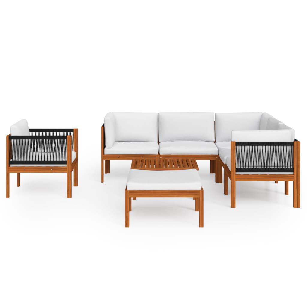 vidaXL 8 Piece Garden Lounge Set with Cushions Cream Solid Acacia Wood