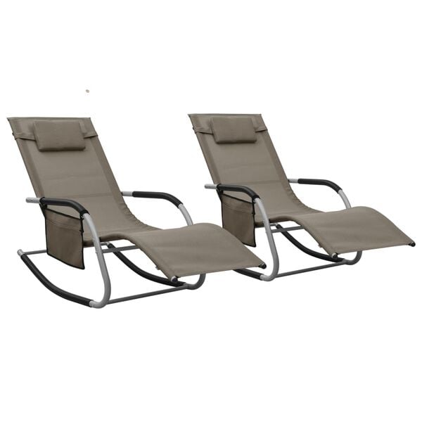 vidaXL Sun Loungers 2 pcs Textilene Taupe and Grey