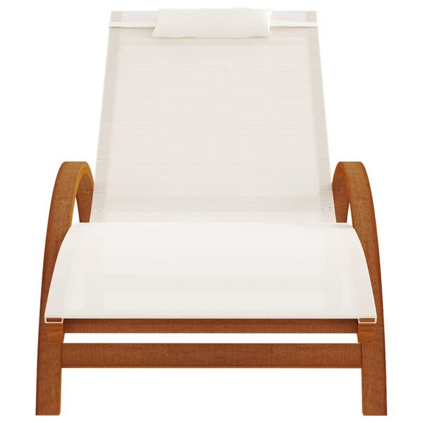 vidaXL Sun Lounger with Pillow White Textilene and Solid Wood Poplar