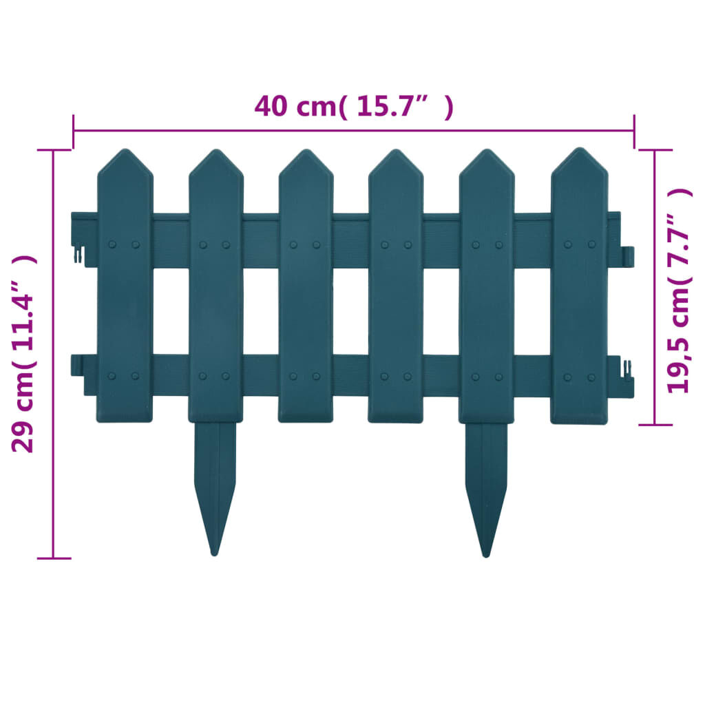 vidaXL Lawn Edgings 25 pcs Green 10 m PP
