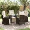 vidaXL Garden Dining Set with Cushion 5 pcs Brown Poly Rattan