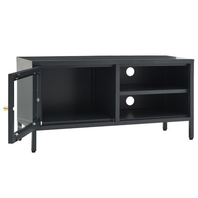 vidaXL TV Cabinet Anthracite 90x30x44 cm Steel and Glass