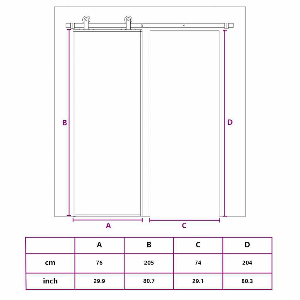 vidaXL Sliding Door Frosted ESG Glass and Aluminium 76x205 cm Black