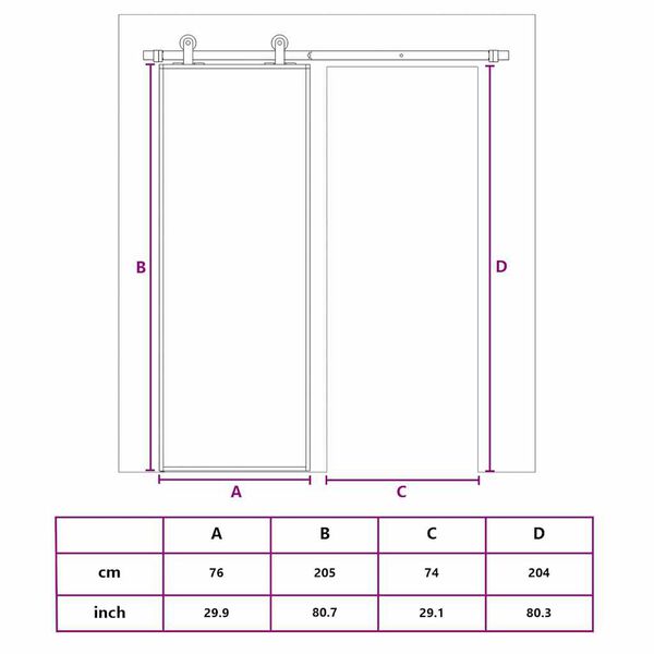 vidaXL Sliding Door Frosted ESG Glass and Aluminium 76x205 cm Black