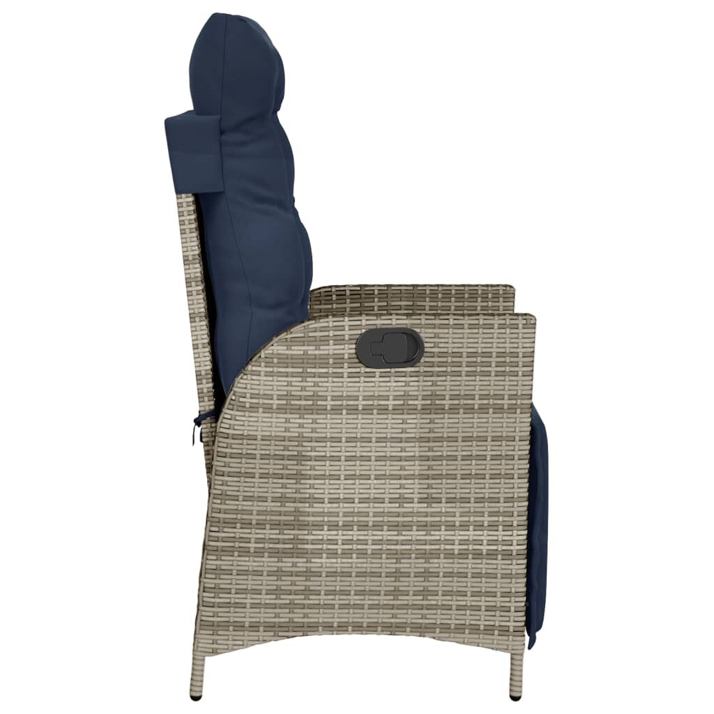 vidaXL 3 Piece Bistro Set with Cushions Grey Poly Rattan