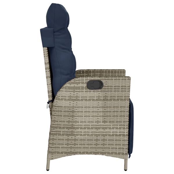 vidaXL 3 Piece Bistro Set with Cushions Grey Poly Rattan