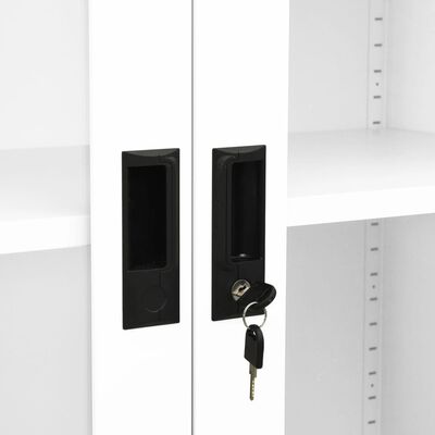 vidaXL Office Cabinet White 90x40x180 cm Steel and Tempered Glass