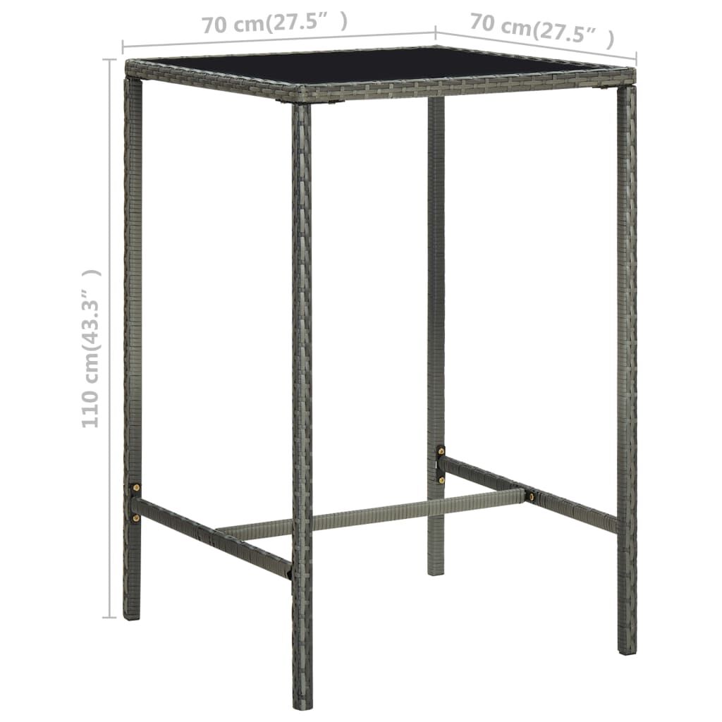 vidaXL 5 Piece Garden Bar Set with Cushions Poly Rattan Grey