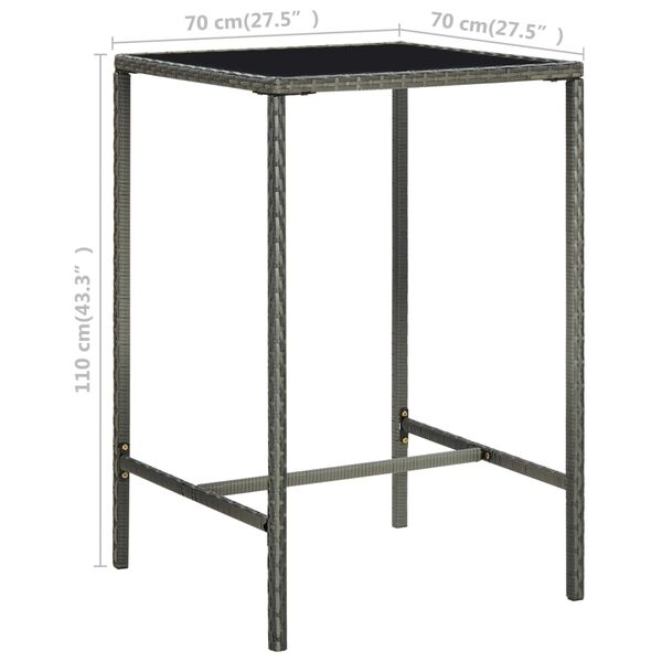 vidaXL 5 Piece Garden Bar Set with Cushions Poly Rattan Grey