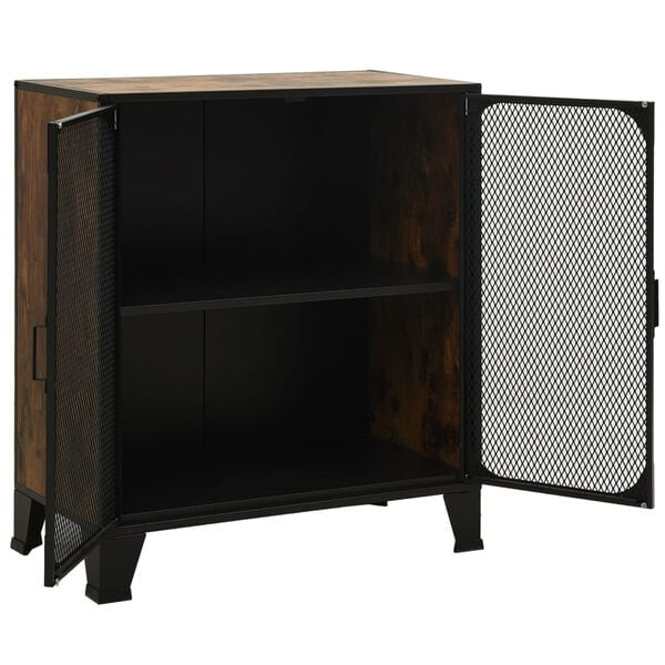 vidaXL Storage Cabinet Rustic Brown 72x36x82 cm Metal and MDF