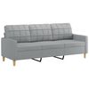 vidaXL 3-Seater Sofa with Footstool Light Grey 180 cm Fabric