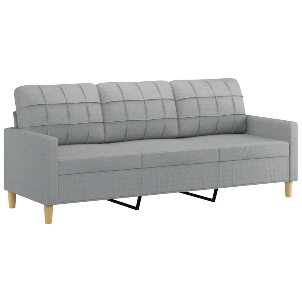 vidaXL 3-Seater Sofa with Footstool Light Grey 180 cm Fabric