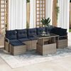 vidaXL Garden Sofa Set 8 pcs Grey and Navy Blue Poly Rattan
