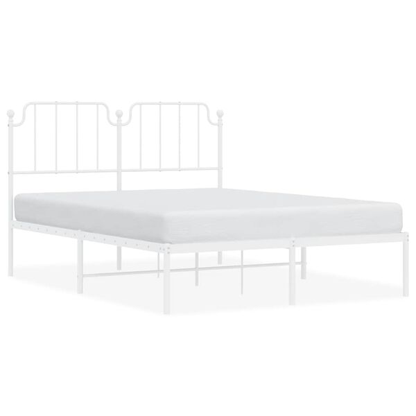 vidaXL Metal Bed Frame without Mattress with Headboard White 150x200cm