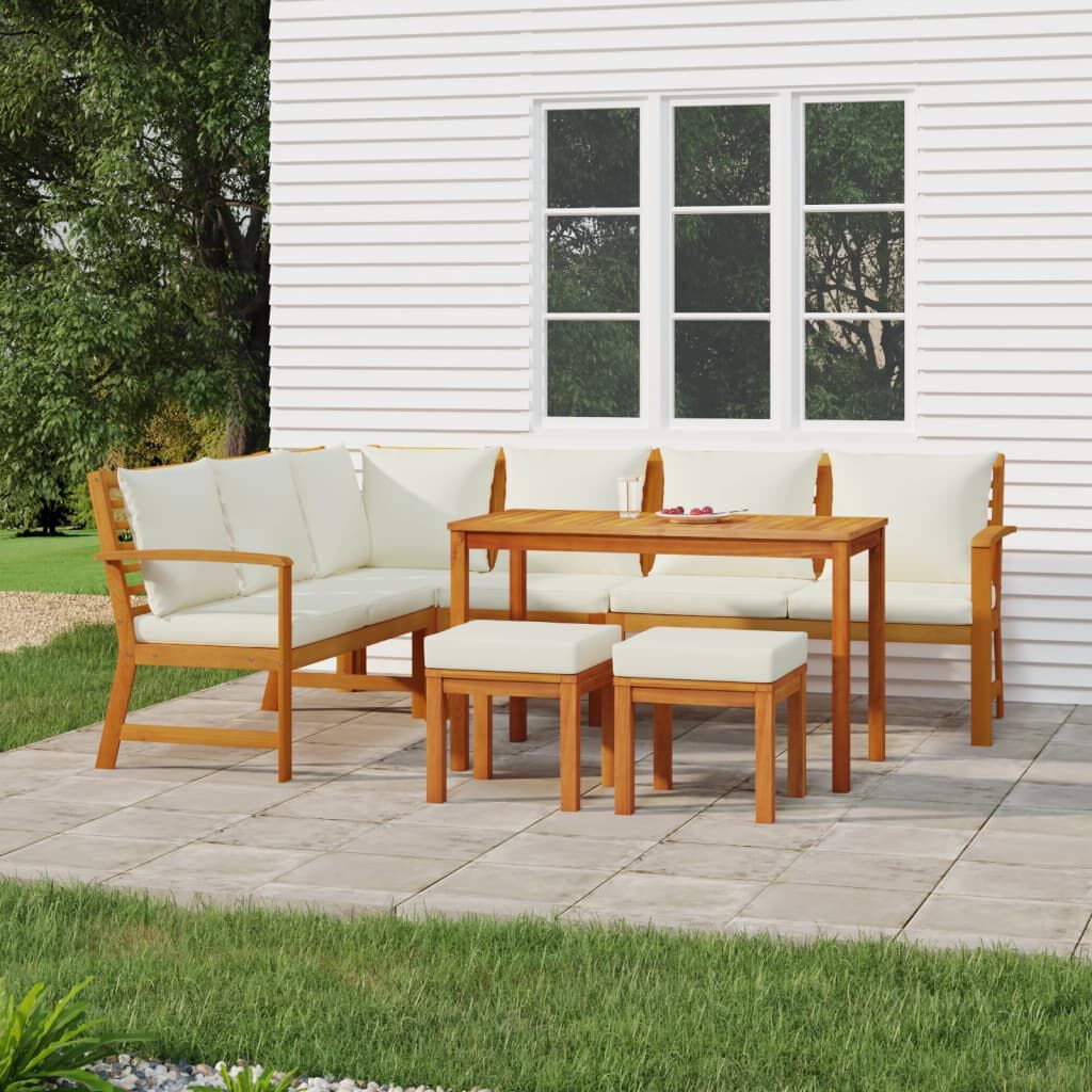 vidaXL 7 Piece Garden Dining Set with Cushions Solid Wood Acacia