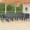 vidaXL 7 Piece Garden Lounge Set Black and Grey Poly Rattan