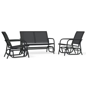 vidaXL 3 Piece Garden Glider Lounge Set Black Textilene and Steel