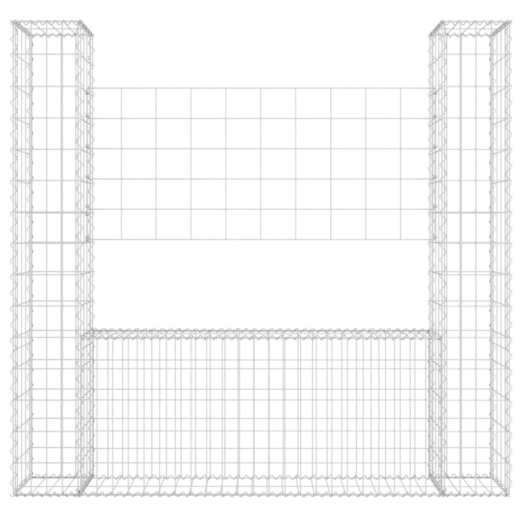 vidaXL U-shape Gabion Basket with 2 Posts Iron 140x20x150 cm