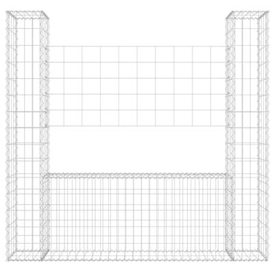 vidaXL U-shape Gabion Basket with 2 Posts Iron 140x20x150 cm