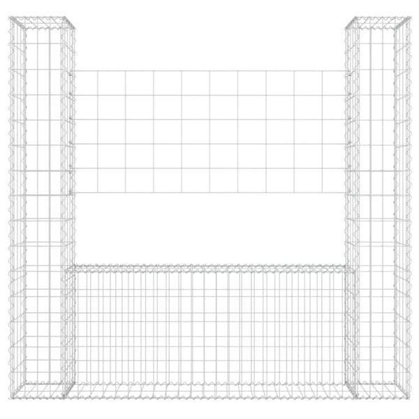 vidaXL U-shape Gabion Basket with 2 Posts Iron 140x20x150 cm