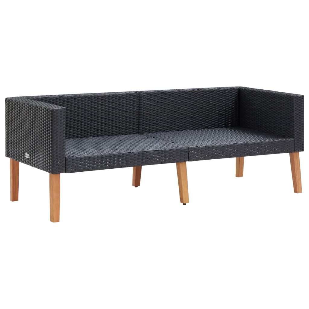 vidaXL 4 Piece Garden Lounge Set with Cushions Poly Rattan Black