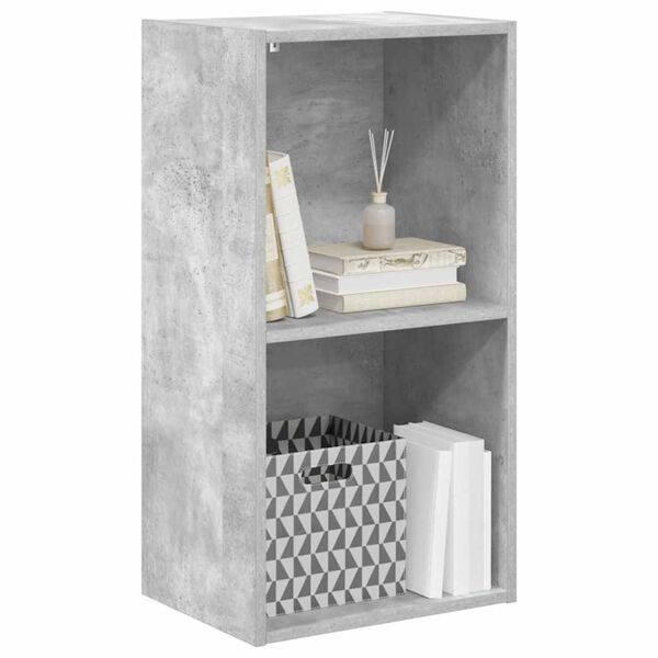 vidaXL 2-Tier Book Cabinet Concrete Grey 40x30x76.5 cm Engineered Wood
