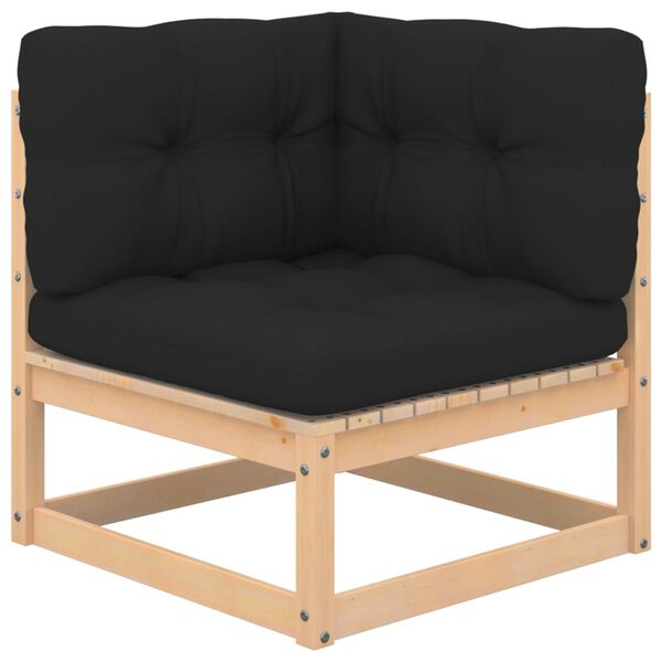 vidaXL Garden Corner Sofas with Cushions 2 pcs Solid Wood Pine