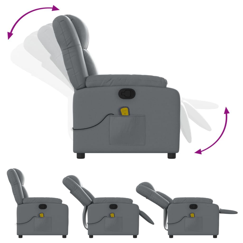 vidaXL Massage Recliner Chair Grey Faux Leather