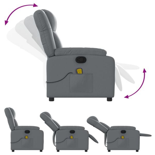 vidaXL Massage Recliner Chair Grey Faux Leather